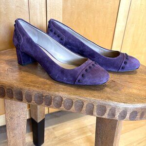 Tory Burch Colt Studded Pump Luxe Block High Heels - Purple - Sz 7.5